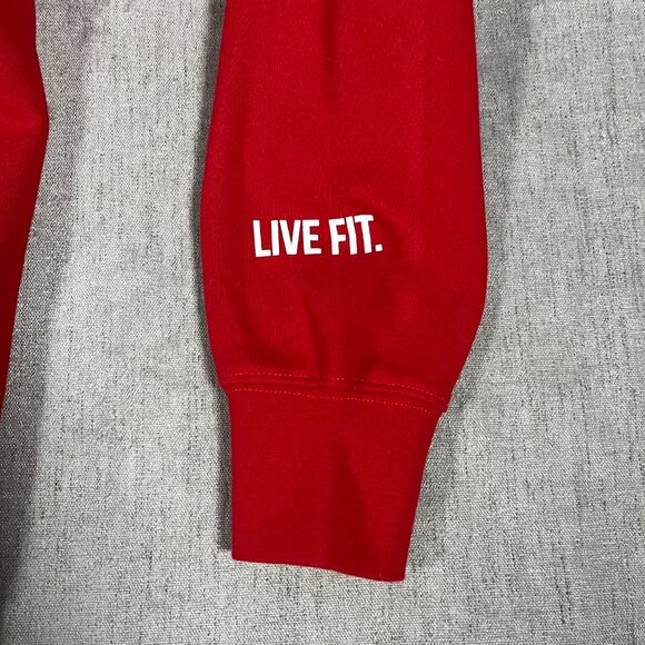 Live Fit LVFT Pullover Hoodie Men Small Red Performance Workout Gym Logo NWT - Picture 5 of 8
